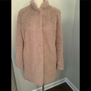 Kenneth Cole Faux Fur Coat Jacket Beige Neutral Satin Lined Size XSmall